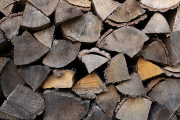 Fototapeta premium View of a stack of dry firewood