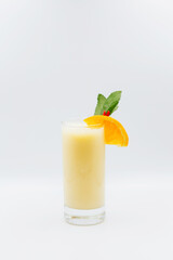 Milkshake with fruits on a white background. Isolate