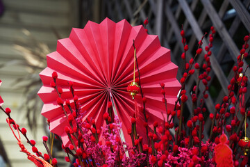 Chinese paper fans in pastel colors for new year