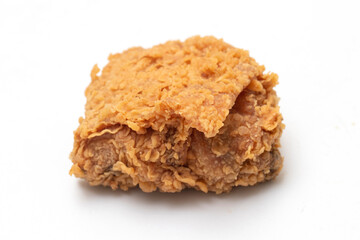 Close up of Chicken Fried Isolated White Background.