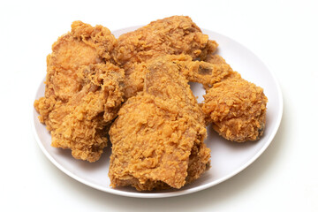 Close up of Chicken Fried Isolated White Background.