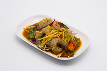 somtum with shrimp