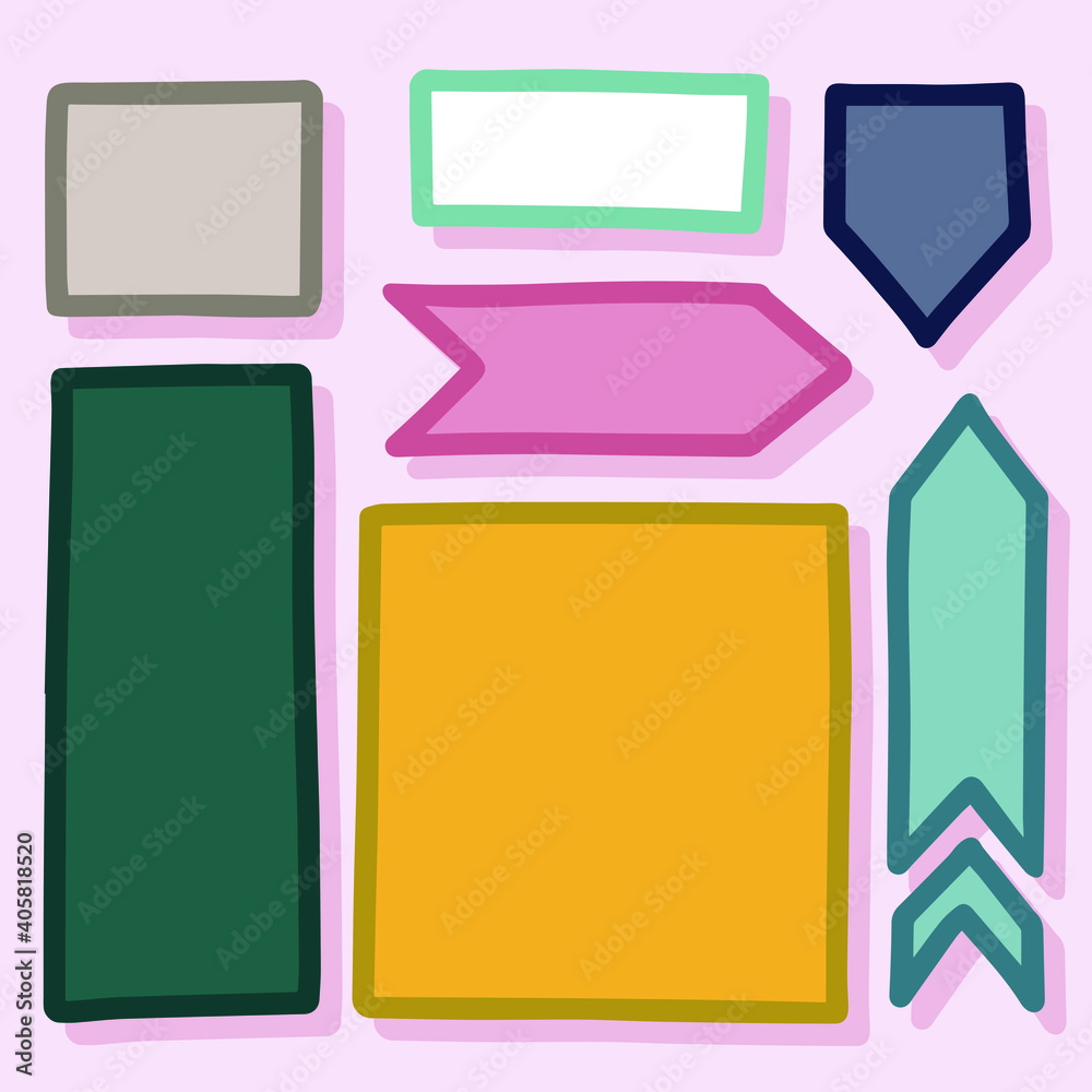 Aufkleber hand drawn graphic decorative elements. bullet journal web visual infographic sketch frames shapes r