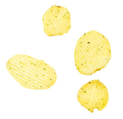 Chips isolated on white background.