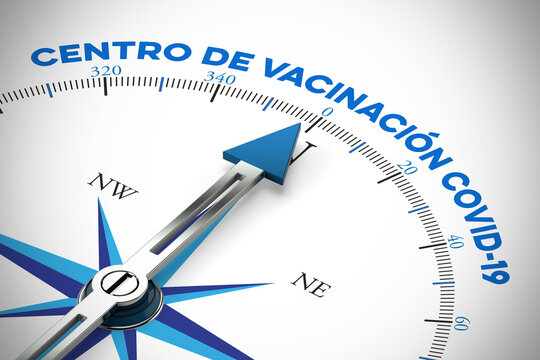 Blauer Kompass zeigt auf centro de vacinación COVID-19