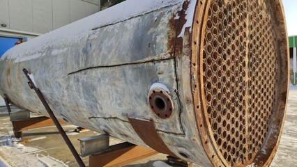 Heat exchanger. Old industrial steam recovery boiler

