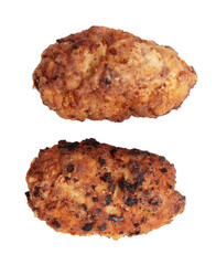 Fried meat cutlets isolated on a white