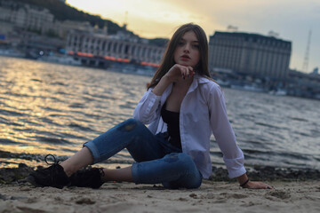 Women in sport outfin after swimming