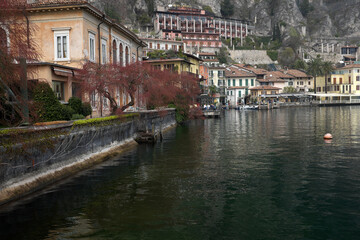 Mountain landscape with lake in Limone in Italy