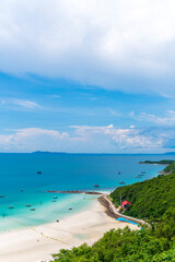 Tropical white sand beach and sea  Beach on larn island, Pattaya City, Chonburi, Thailand