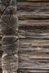 Wooden log cabin or felling texture or background