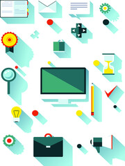 set of infographic flat icons for web and mobile applications elements set for mobile, computer