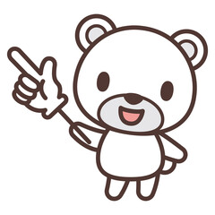 Cute polar bear character holding a pointer 指示棒を持つかわいい白熊のキャラクター