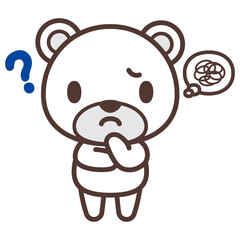 Cute polar bear character worried 悩んでいるかわいい白熊のキャラクター