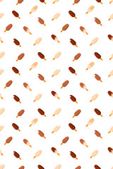 Vertical seamless pattern chocolate popsicle, vector printable illustration