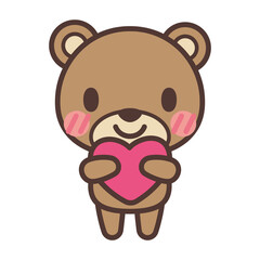 Fototapeta premium Cute bear character with a heart-ハートを抱きしめるかわいいクマのキャラクター