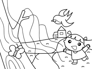 Little girl is happy in spring