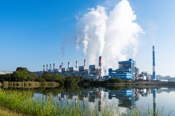 Obraz na płótnie Canvas Lignite or Coal power plants. Northern Thailand. (Air pollution, Global warming)