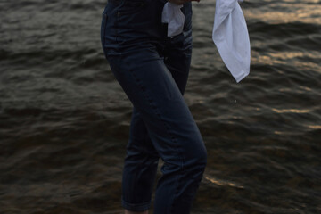 Wet jeans on the girl