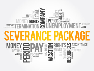 Fototapeta premium Severance package word cloud collage, social concept background