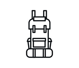 Obraz premium Backpack for hiking, camping bag Vector Icon. Simple Thin Line Icon, Premium Quality Design Element
