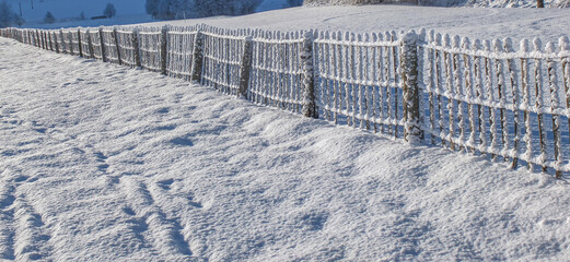 Fence covered snow 