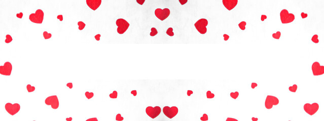 red hearts on white. valentine's day concept. texture with romantic hearts	