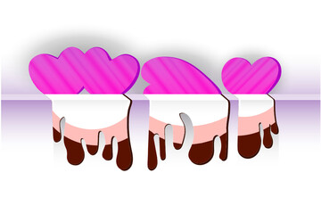 Chocolate The heart of love dissolves into white chocolate and caramel,Vector illustration,Happy Valentine's Day