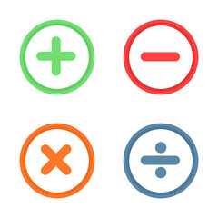 Plus minus multiply and divide sign isolate on white background.