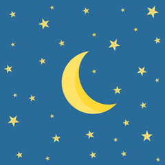 Obraz na płótnie Canvas moon and stars cartoon on blue background.