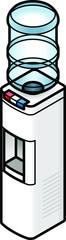 An office water cooler/dispenser that provides hot, cold and room temperature water.