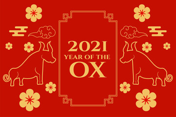 2021 Chinese year of the ox greeting card