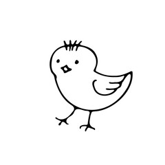 Chicken, symbol of Easter on a white background. Scribble. Hand drawing. Vector.