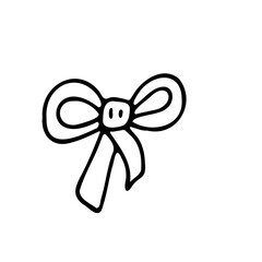 Doodle bow. Значок украшения. Vector illustration. Freehand drawing.