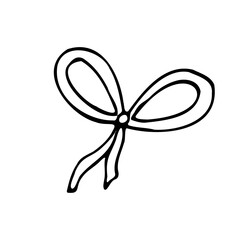 Doodle bow. Значок украшения. Vector illustration. Freehand drawing.