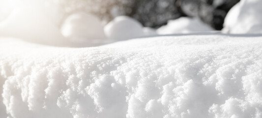 Winter snowy snow landscape in the forest with trees in the background