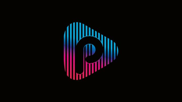 Letter P Play Button, Media Studio Stream Based Technology, Colorful logo Videos