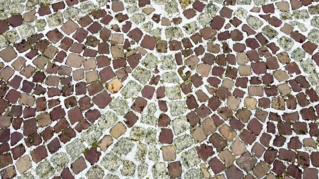 Cobblestone ornament. Aerial view of a drone.