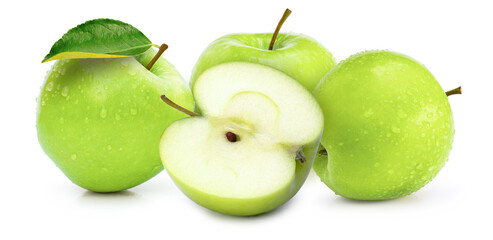 green apples isolated on white background