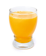 Orange juice in glass isolated on white.