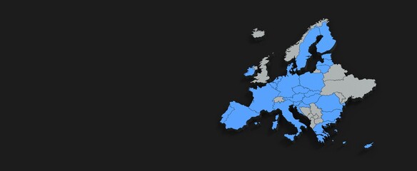 Europe map in 2021 grey background