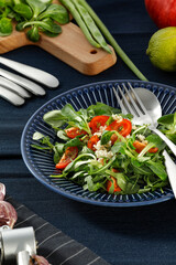 fresh salad on table and free space for your decoration 
