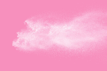 Obraz premium White powder explosion on pink background.