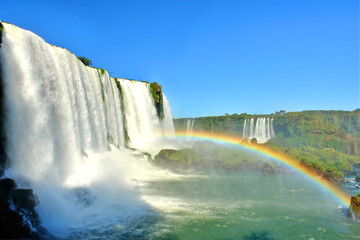 Iguazú Falls or Iguaçu Falls  waterfalls of the Iguazu River on the border of the Argentine and  Brazil
