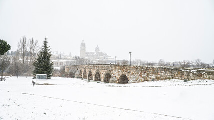 Snow in Salamanca city 2021, Spain is a very rare happening