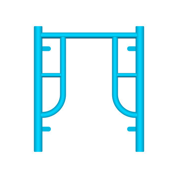 Main frame scaffolding or H-frame vector icon. Item is a construction equipment and component of ringlock scaffolding system. Use as temporary working platform or structure for building construction.