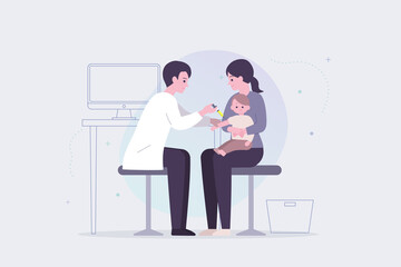 予防接種を受ける赤ちゃんと母親