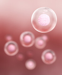 Human Cell on Colorful Background. 3D Render
