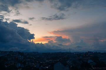 sunset over the city