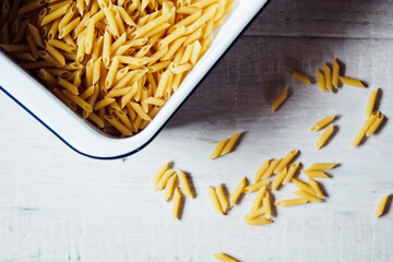 high angle view of pasta in a bowl